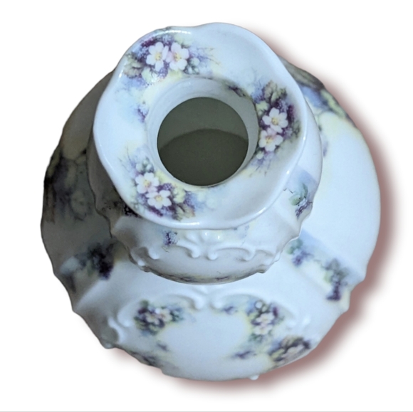 Vintage Omega Porcelain Double Gourd Vase Victorian Flowers Grapes Raised Design - Picture 2 of 11